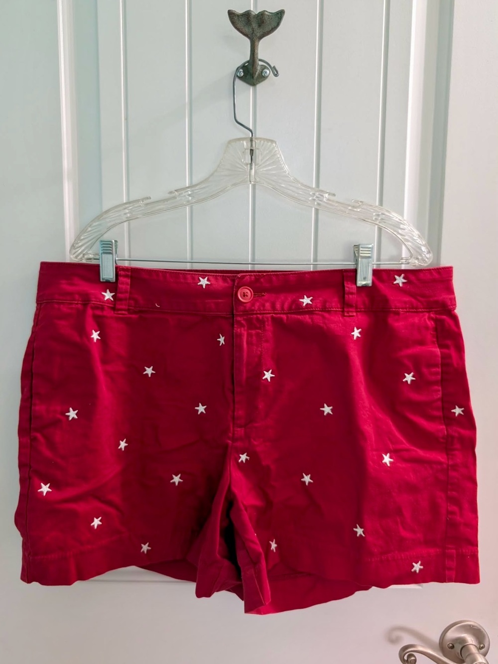Red Star Print Cotton Shorts